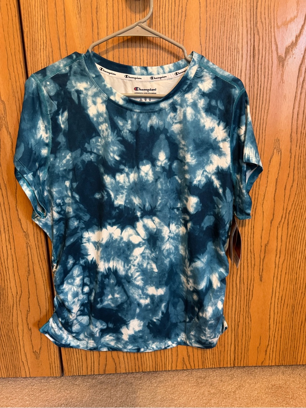 Champion Women’s Teal & White Tie-Dye Short Sleeve Tee